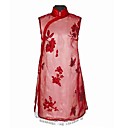 gaine / col officier colonne courte / 100% pure soie satin mini robes chinoises (hgqp288)