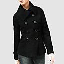 Big Funnel Collar Wool Pea Coat Women's Coat (Martin)