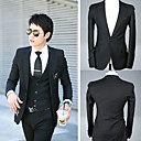 Men's Black 1-Button Slim Wool Leasure Suit (LGT1110-14)