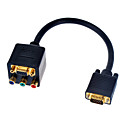 Gold Plated HD15 Male to HD15 + 3RCA Female Splitter (22CM-Cable)