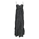 Escote camisola se reunieron vestidos de mezclilla mujeres larga (1802al030-0741)