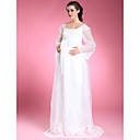 Sheath/ Column Illusion Long Sleeve Sweep/ Brush Train Maternity Wedding Dress