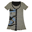 mangas cortas, escote redondo banda impreso Women's T-shirts (4201al001-0737)