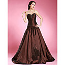 A-line Strapless Sweep/ Brush Train Taffeta Prom Dress (FSM0507)