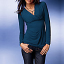 Langarm V-Ausschnitt Cross-t vor der Frauen-Shirts (8501ba005-0780)