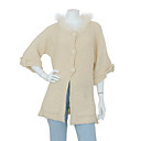 3/4 Sleeves Fur Neckline Cardigan Women's Sweater(1001BA059-0751)