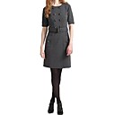 Half Sleeves Double-breasted Belted Women's Dresses(1802BA3031-0676)
