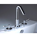 Two Handles Chrome Wide Spread Bathroom Sink Faucet (Cold and Hot Switch) (0743-2J-09804)