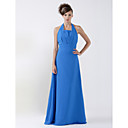 A-line Halter Floor-length Chiffon Elastic Silk-like Satin Bridesmaid/ Wedding Party Dress (HSX184)