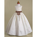 A-line Scoop Floor-length Satin Flower Girl Dress
