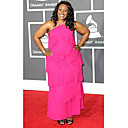 Sheath/ Column Halter Ankle-length Sleeveless Chiffon/ Elastic Satin Grammy Dress (FSH0618)