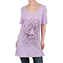 pattern leopardo lungo maniche corte round t donne scollatura's-shirts (8502bc010-0736)