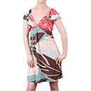 manica corta scollo v stampato i vestiti di donne (1801bc012-0736)