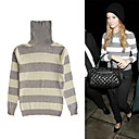 100% wol Ashlee Simpson stijl / horizontale strepen lange mouwen coltrui truien / dames truien (1001bd025-0739)