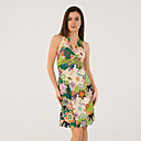 100% hecho a mano en algodón y bordado con cuentas verdes vestido de una línea de halter maxi corto / vestidos de mujer (ff-1802bd017-0736)