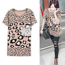 fashion idol stijl / 100% katoen / luipaard kant gedrukte patronen korte mouwen ronde hals t-shirt / vrouwen t-shirts (ff-8502bd004-0857)