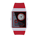 dos pantallas banda reloj de pulsera de plástico para las mujeres (en rojo)
