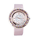 Pink Leather Band Lady's Crystal Wrist Watch