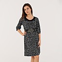 Black And White Dot Patterns Half Sleeves Round Neckline Dress / Women's Dresses (FF-1801BD036-0736)