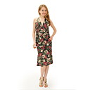 Lurex Computerized Jacquard / Camisole Neckline A-line Halter Printed Dress / Women's Dresses (FF-1801BE001-0736)