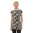 porstait pattern stampato maniche corte scollo tondo t-shirt con il palangaro / t-shirt donna (ff-8502be006-0736)