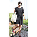100% Cotton / Katies Holmes Style / Short Sleeves Round Neckline Loose Gathered Dress / Women's Dresses (FF-1802BE001-0853)