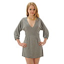sfoglia raccolto tre quarti maniche del maglione scollo V vestiti / donna delle donne maglioni (FF-1801be003-0736)