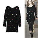 Colorful Dots Longline Round Neckline Long Sleeves Sweater/Inspired by RUNWAY Style/Women's Sweaters (FF-1001BE003-0751)