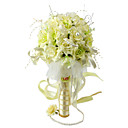 Elegant Yellow/ Green Round Wedding Bouquet/ Bridal Bouquet With Chiffon Beads Decoration