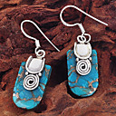 Plata 925 pendientes de cobre azul turquesa (jgje020)
