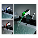 Color Changing LED Waterfall Bathroom Sink Faucet - Blade Series