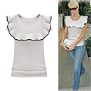 PARIS HILTON Style / Ruffles Short Sleeves Round Neckline T-shirt / Women's T-shirts (FF-8502BF002-0789)