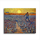 met de hand geschilderd olieverf van de zaaier, c.1888 van Vincent van Gogh met gestrekte kader