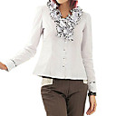 v babados decote longo mangas de camisa / camisas das mulheres (ff-4201bf002-0736)