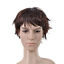 Short Curly Dark Brown Full Bang Men Hair Wig