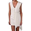 100% Linen Cascading Ruffle Asymmetrical Design Deep V Neckline Dress/Inspired by RUNWAY Style/Women's Dresses(FF-1801BD028-0497)