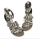 Real Leather Upper Low Heels Open-toes With Rhinestone Fashion Shoe(0985-K159)