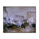 Handmade Exterior of Saint Lazare Station, Arrival of a Train painting by Claude Monet Stretched Ready to Hang(0192-YCF103444)