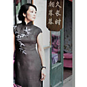 Mantel / Spalte Stehkragen gekappt knielangen wateredgauze Seide / Seide Habotai cheongsam / Qipao / chinesisches Kleid (hgqp316)