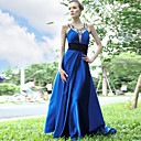 A-line Scoop Sweep/ Brush Train Sleeveless Elastic Silk-like Satin Quick Delivery Dress (OFGH546)