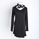 cráneo negro pañuelo frong ronda plisada manga larga vestido de escote / vestidos de mujer (ss-d-bi0736113)