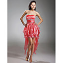 A-line Strapless Asymmetrical Organza Cocktail Dress