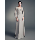 Sheath/ Column Scoop Floor-length Chiffon Satin Mother of the Bride Dress