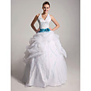 Ball Gown Halter Floor-length Satin Organza Wedding Dress
