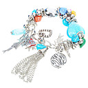Chunky Designer Multigem with Murano Glass German Silver Bracelet-Blue(0975-V1003096)