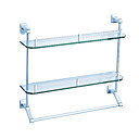 Bathroom Accessories Aluminum Double Glass Shelf With Tower Bar(1018-J31-13)