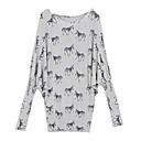 Zebra Patterns Slit Neck Long Sleeves Longline Sweater / Women's Sweaters (FF-B-BI0857109)