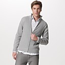 Rib Trim Zipper Long Sleeves Cashmere Cardigan / Men's Cashmere Sweaters (FF-C-BJ0681141)