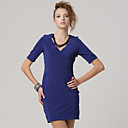 ein halb Ärmel V-Ausschnitt passt Kleid / Damenkleider (ff-a-1068023)