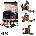 Top-Qualität Damaskus Hand-, die 3 Tattoo-Maschinen-Kit mit überlegener führte Stromversorgung (ly192)